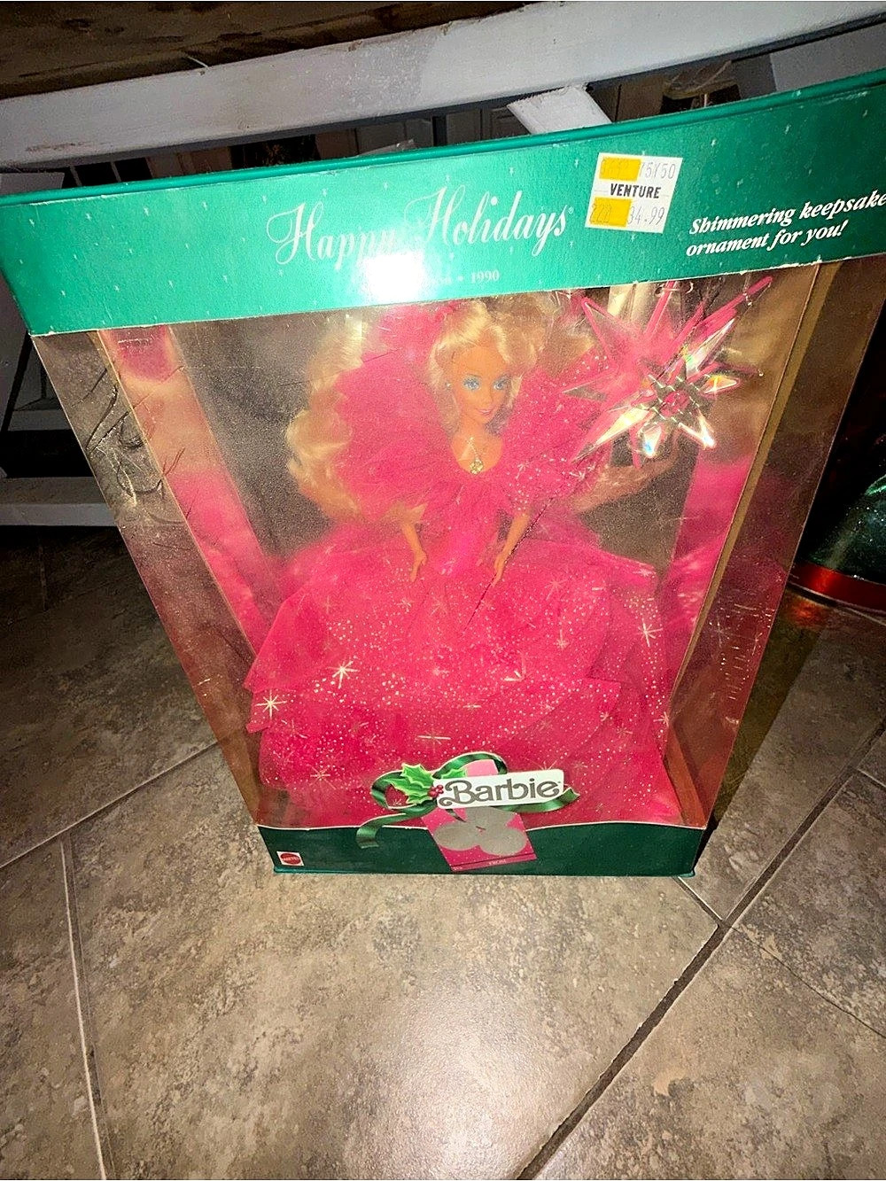 Barbie Happy Holidays Barbie Holiday Doll in Pink & Green Like New